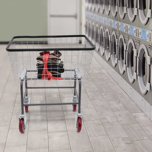 Steel Wire Laundry Basket W/ Wheels Laundry Cart Laundry Basket Cart 110lbs load