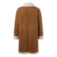 thumbnail image 6 of 2023 Autumn Winter Women Lambswool Splicing Turn Down Collar Long Sleeve Button Trench Coat Jacket Outerwear, 6 of 8