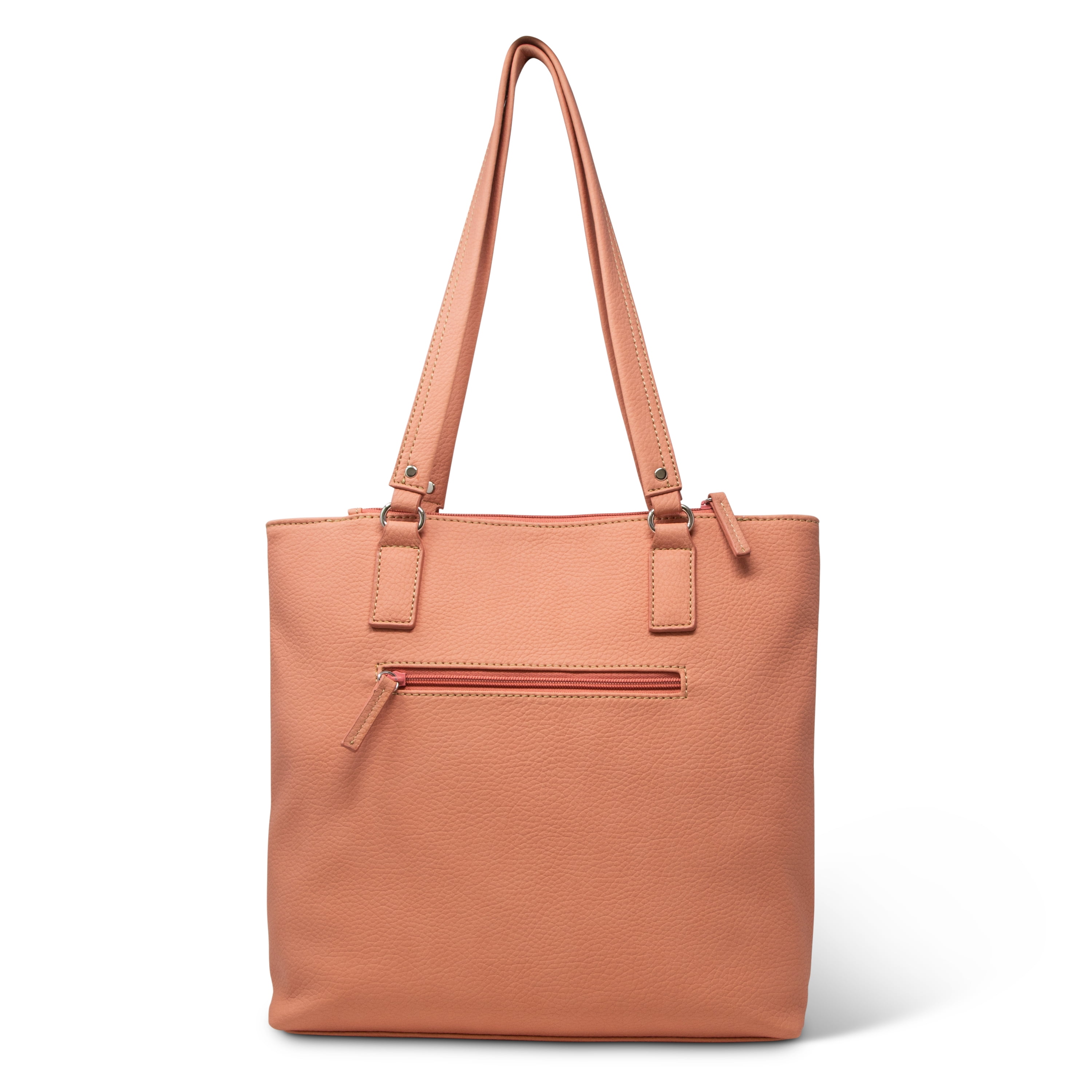 Koltov Vegan Leather Lexi Tote, Salmon