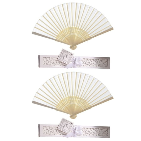 

2pcs Classic Folding Fans Delicate Chinese Style Fan Bamboo Framework Fan with Box for Women (White)