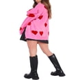 thumbnail image 4 of Women Button-down Cardigans Long Sleeve V-neck Ribbed Trim Heart-Shaped Printed Valentine‘s Day, 4 of 6