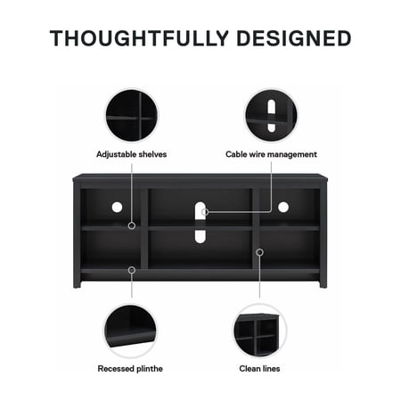 MAINSTAYS PARSONS TV STAND FOR TVS UP TO 50″, BLACK OAK FINISH