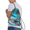 thumbnail image 3 of Drawstring Backpack - Luxurious Tropical Beach Retreat Splash Proof Small Drawstring Gym Bag for Women Men, Cinch Sports String Bag Backpack for Travel Swimming Beach, 3 of 8