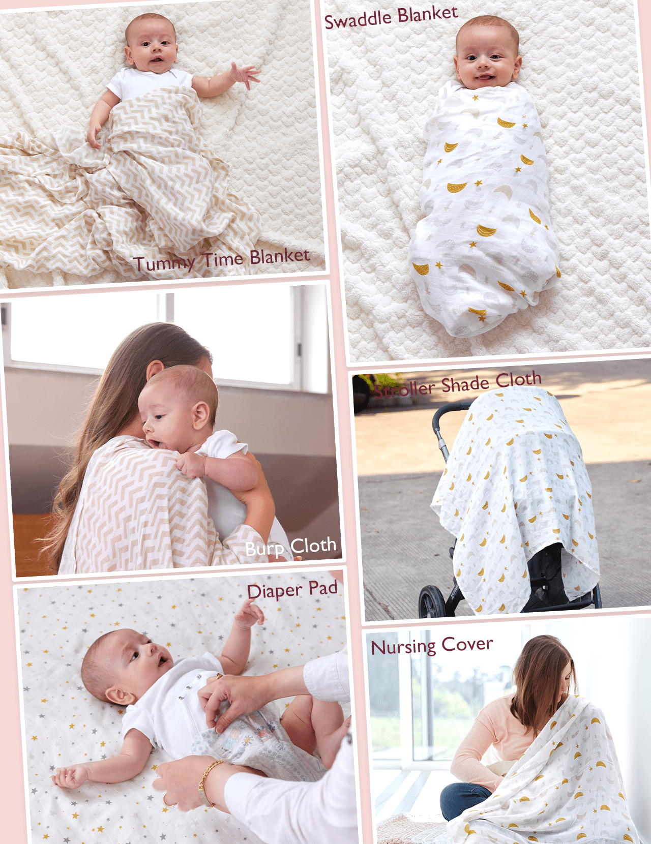 Momcozy Muslin Swaddle Blankets, 4 Pack, Breathable 2-Layer Gauze Large 47'' x 47'' Baby Swaddling Receiving Blanket Wraps for Newborn Boys Girls