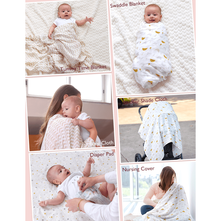 Baby Muslin Swaddle Blanket | 47x47 Inch Large Receiving Blanket | Soft, Breathable Newborn Wrap (Sand Color)