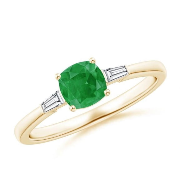 Cushion Shape Green Emerald CZ Diamond Band Ring Women 925 Sterling Silver Yellow Gold Plated May Birthstone Engagement Anniversary Gift Gemstone Jewelry