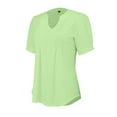 thumbnail image 6 of T Shirts For Women Womens Tops V Neck Tops Puff Short Sleeve T Shirt Pleated Floral Printed Tunic Blouse Shirts, 6 of 7