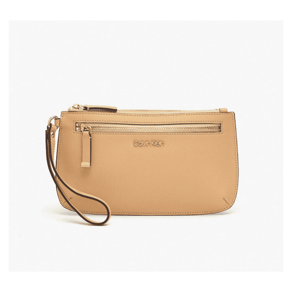 Calvin Klein Saffiano Leather Large Slim Wristlet Rye