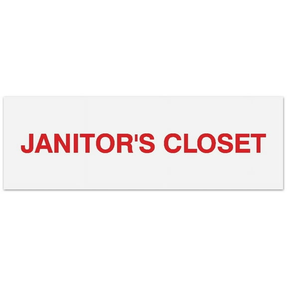 Signs ByLITA Basic Janitor's Closet Sign - Laser-Engraved Lettering | Durable ABS Plastic | Vibrant Colors | Powerful Foam Tape (White/Red) - Large