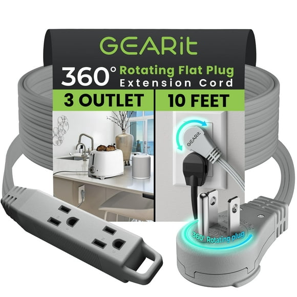 Cable de extensión GearIt 360, conector plano giratorio, 3 salidas, 3 m