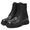 thumbnail image 3 of CMR CHAMARIPA Elevator Boots For Women - Black Leather Zipper Boots 3.15 Inches / 8cm, 3 of 9