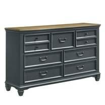 Roundhill Furniture Clelane Wood 7-Drawer Dresser, Slate Blue