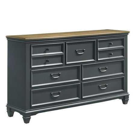 Roundhill Furniture Clelane Wood 7-Drawer Dresser, Slate Blue