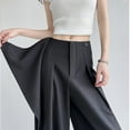 thumbnail image 3 of DHFJKG Women's Casual Suit Pants Office Lady Wide Leg Solid Color Irregular Design Work Business Pant Cozy Trousers, 3 of 3