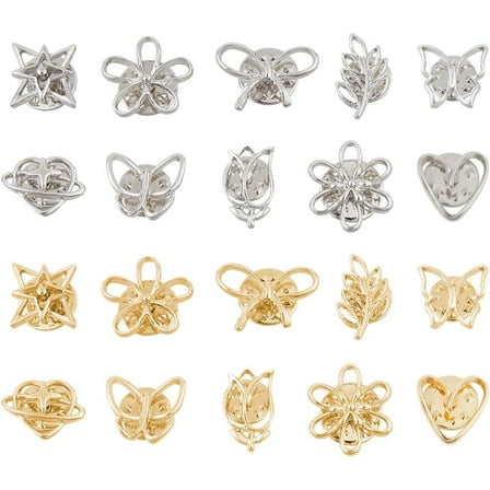 1 Set 20Pcs 20 Styles Gold or Silver Modesty Pin for V Neck Portion Flower Heart Star Butterfly Leaf Lapel Pins Brooch for Womens' Shirt Plain Sweaters Clips for Dress Clothes Decoration