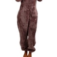 thumbnail image 4 of DYMADE Women Plus Size Plush Thickened Woolen Jumpsuit Fleece Terry Hooded Homewear Pajamas, 4 of 4