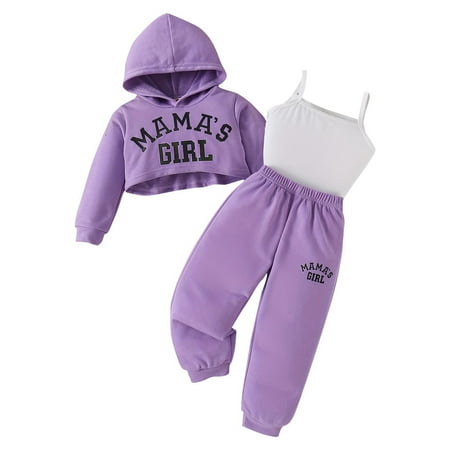 

Jgppe Little Girls Fashion Clothes 3 Piece Set Long Sleeve Hoodie Sweatshirt with Cami Top and Pants Set 2-8Years