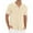 Beige, variant on Mlzmgr Tops for Men Lapel Neck Button up Solid Color Comfy Knit Tee Shirts Casual Short Sleeve Blouse