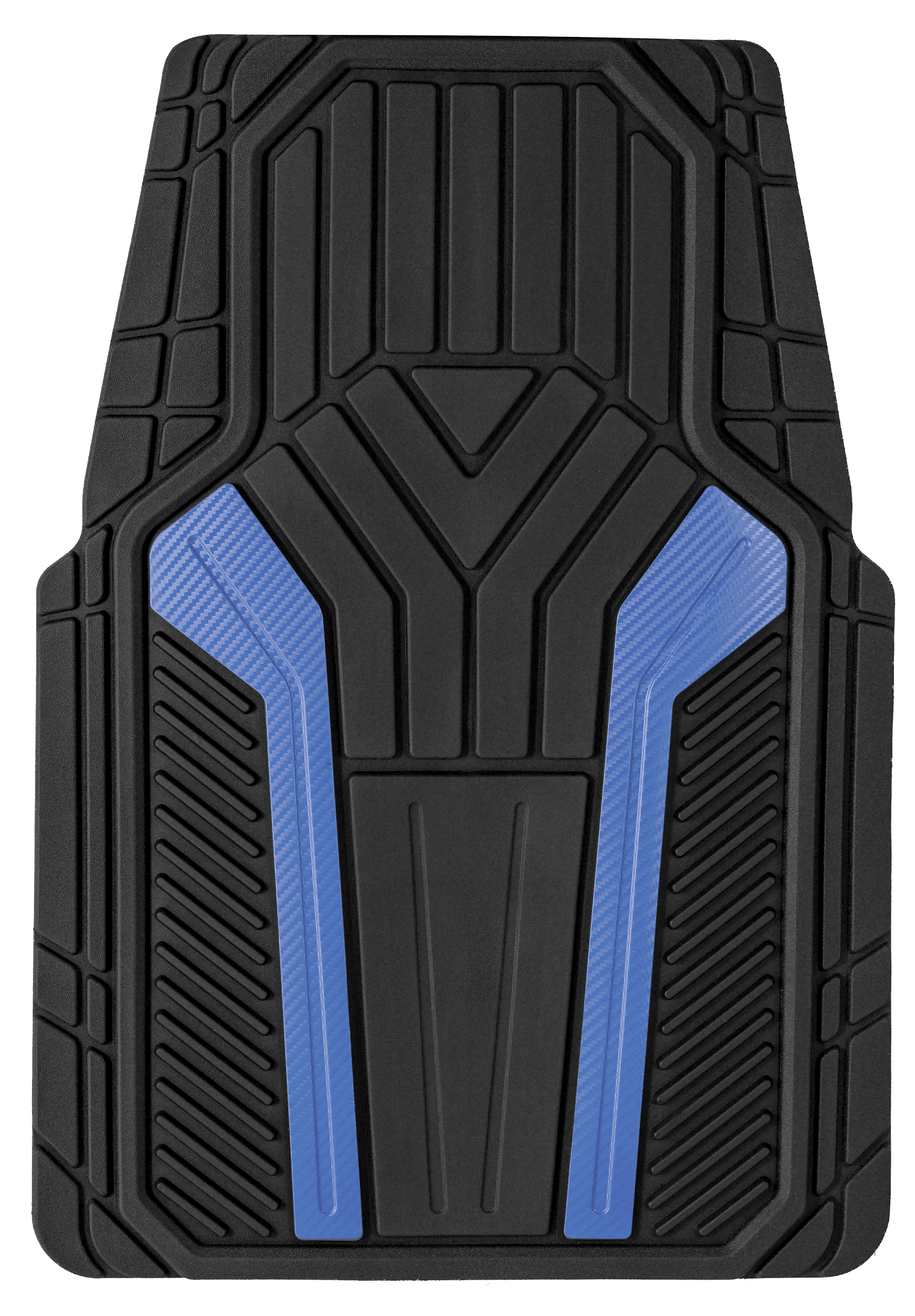 Auto Drive 4Piece Rubber Car Floor Mats Carbon Fiber Blue - Universal Fit, 22WM69-2