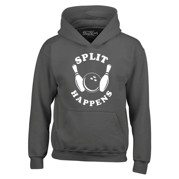 Shop4Ever Men's Split Happens Funny Bowling Hooded Sweatshirt Hoodie Medium Charcoal