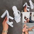 thumbnail image 5 of LNMQLPDBS High Heels for Wome Fashion Solid Color Pleated Square Toe with Large Size Sandals, 5 of 5