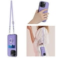 thumbnail image 2 of Allytechgroup iPhone 15 Plus Case with Cards Holder, Crossbody Shoulder Strap Ring Holder Kicsktand Bumper Shockproof Slim Fit Wallet Case Cover for Applle iPhone 15 Plus, Purple, 2 of 9