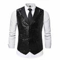 thumbnail image 2 of Yusimy Men's Sequined Vest Sleeveless V-Neck Stage Host Jacket Formal Evening Event Attirevivid Style, 2 of 9