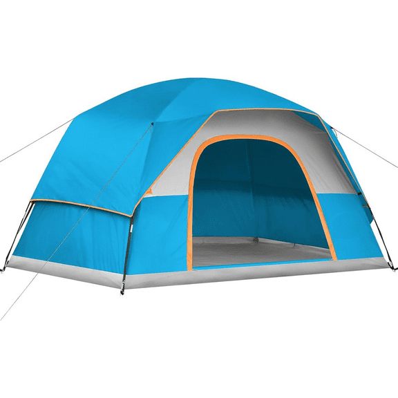 Tents for Camping 4 Person Tent Waterproof Windproof Double Layer Camping Tent, Easy Setup Dome Tent with Large Mesh Windows & Wider Door for Outdoor Camping & Hiking Sky Blue