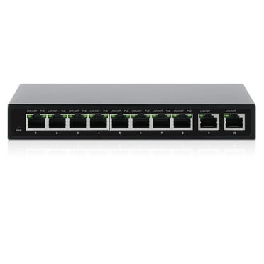 Intellinet 10-Port Gigabit Ethernet Switch with 8 PoE  Ports and 2 RJ45 Uplink Ports | VLAN, 58W, Desktop, Wall-mount Option