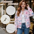 thumbnail image 6 of COEQINE Bomber Jacket for Women Zip Up Stand Collar Bomber Outfits Fall Fashion Jackets Trendy Slouchy Windbreaker Casual Shackets Streetwear 2025, 3X-Large, Pink Blue Butterfly, 6 of 7