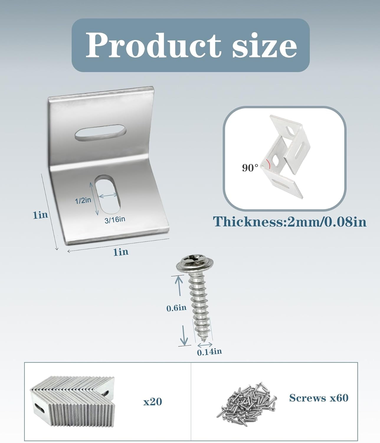 Table Top Fasteners,20 Pack Z Clips for Table Tops Included 60 pcs Screws,Adjustable Corner Braces for Wood Table Tops,Which L Brackets Use on Wood Table as Countertop Fasteners