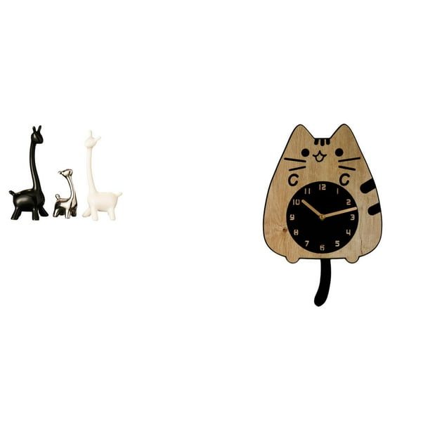 Estatua de ciervo alce,Estatua de jirafa de cerámica,adorno moderno para decoración del hogar,Reloj de pared,Reloj de pared decorativo con diseño de gato para sala de estar,silencioso,Reloj