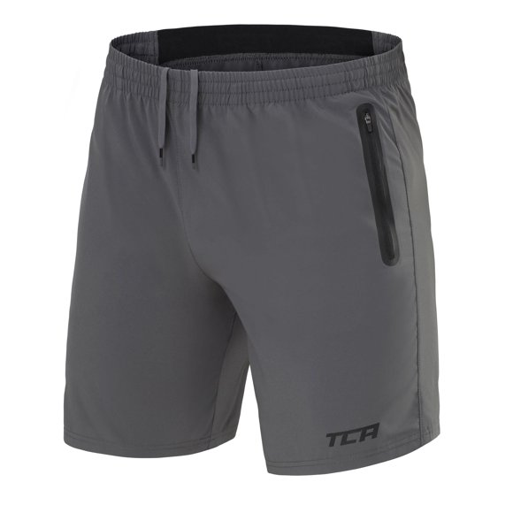 Tca Mens Elite Tech Lightweight Running Or Gym Training Shorts With Zip Pockets - Asphalt X-Large