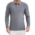 thumbnail image 1 of Camisa de polo de punto de negocios de color sólido de manga larga para hombre S gris, 1 of 6