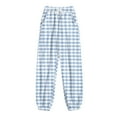 thumbnail image 3 of IROINNID Women's Sweatpants Casual Jogger Printing Pocket Elastic Waist Trousers Plaid Straight Pants Sweatpants,Light Blue, 3 of 5