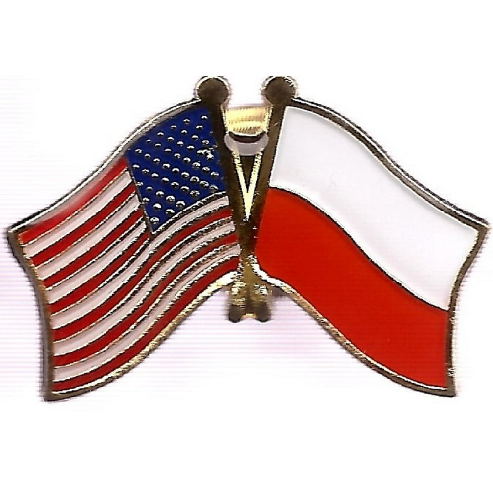 Pack Of 3 Poland And Us Crossed Double Flag Lapel Pins Polish And American