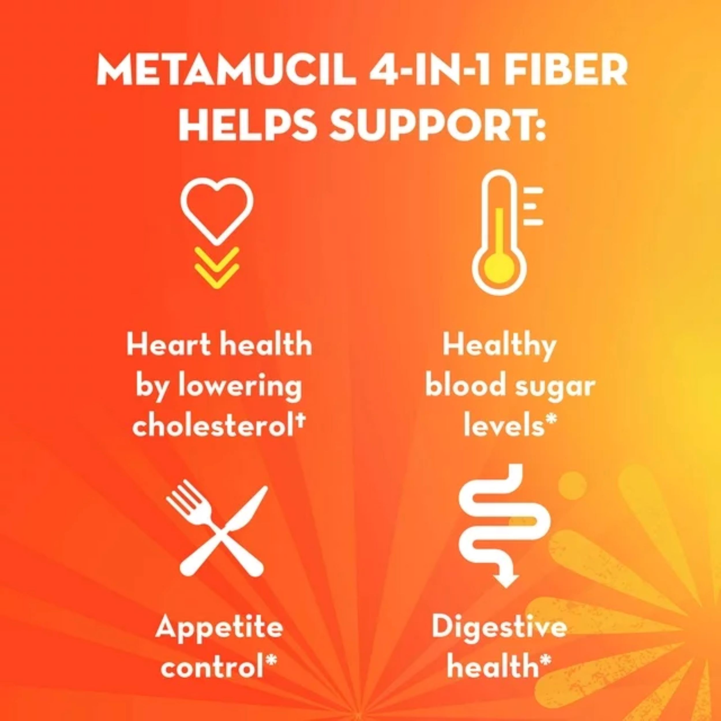 Metamucil Psyllium Husk Fiber Supplement for Digestive Health, Sugar Free, Orange, 114 Servings - image 3 of 8