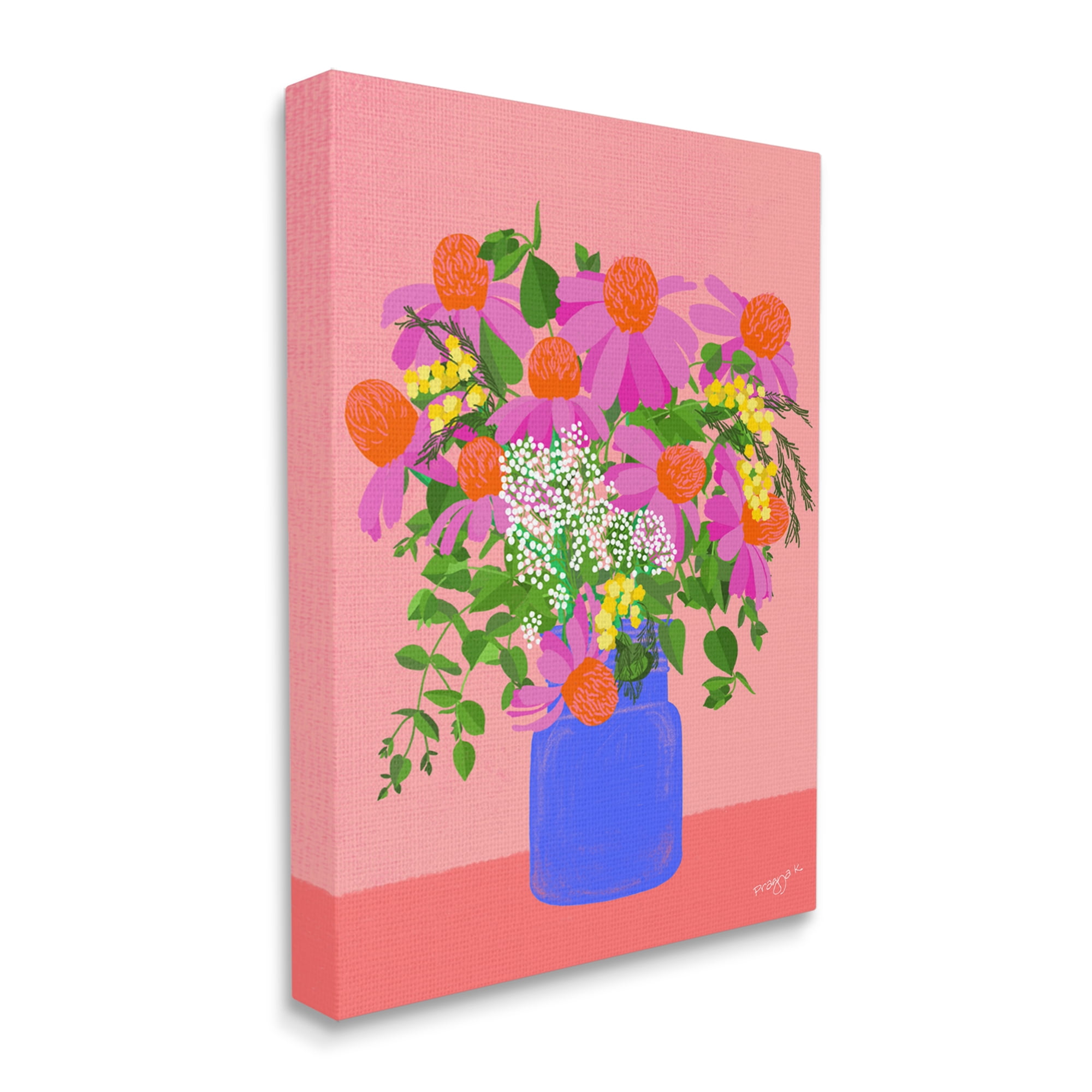 Stupell Industries Pink Country Daisies Botanical & Floral Painting Gallery Wrapped Canvas Art Print Wall Art, 36 x 48