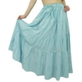 thumbnail image 2 of Bimba Women's Long Cotton Skirt Blue Boho Style Maxi Elastic Waist Bottom -S, 2 of 5