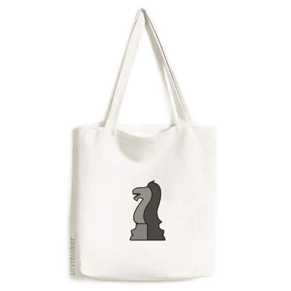 Checkerboard Knight White Word Chess Tote Canvas Bag Shopping Satchel Casual Handbag