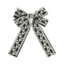 INSPIRE CHIC Women's Ribbon Lace Brooch Bow Vintage Tie Pin Clip Bow Ties One Size Black
