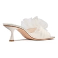 thumbnail image 4 of XYD Women Open Toe Applique Mid Spool Heels Slip on Ruffled Flower Mules Elegant Prom Party Slide Sandals Size 7 White, 4 of 4