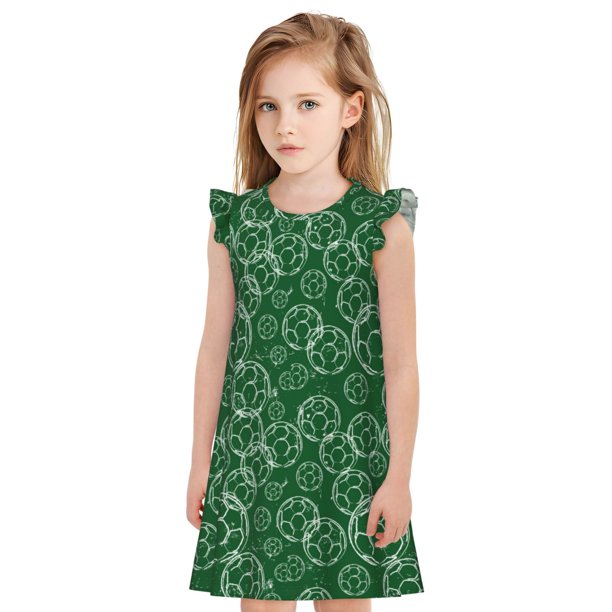 Balery Soccer Camisón de princesa para niñas, pijama de algodón con mangas abullonadas, suave y bonito.-X-Large