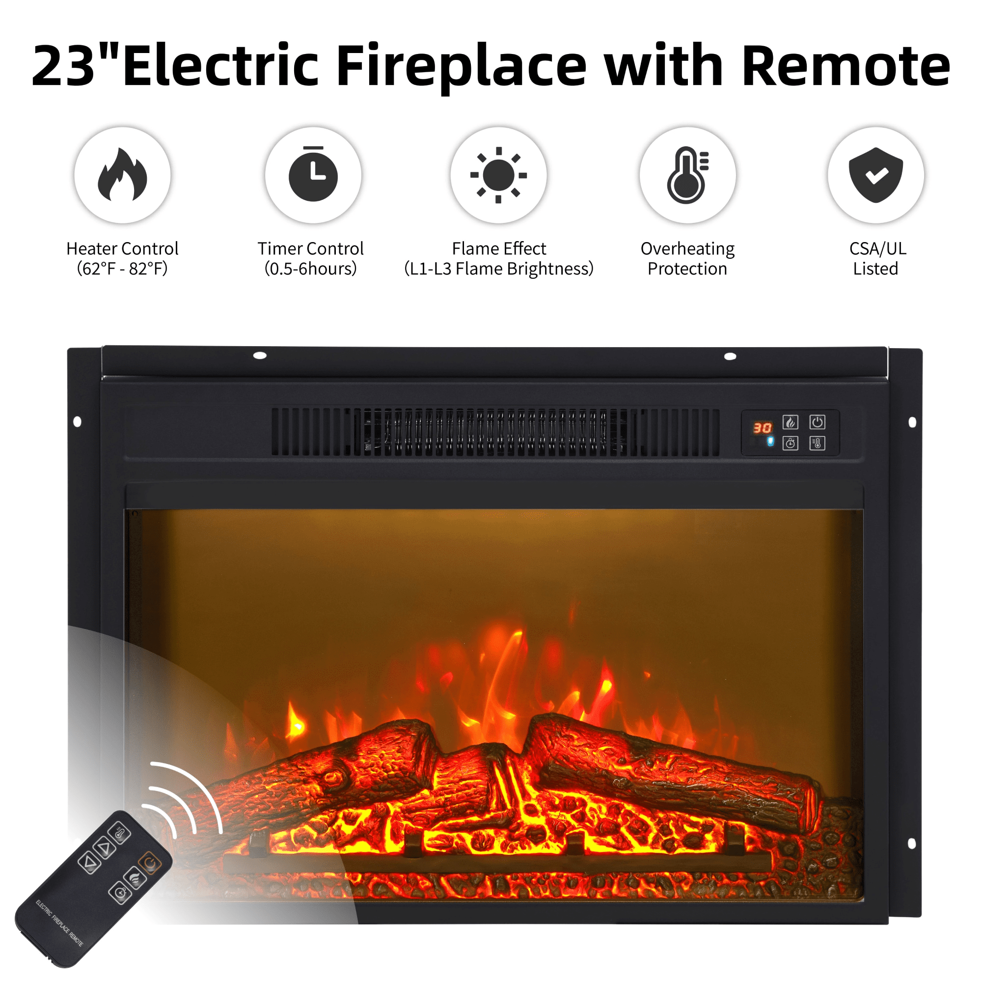 SESSLIFE Fireplace TV Stand for 65 Inch TV, 29.4'' Tall Farmhouse TV Stand with Shelves, Entertainment Center with 3D Flame Electric Fireplace Heater, Gray