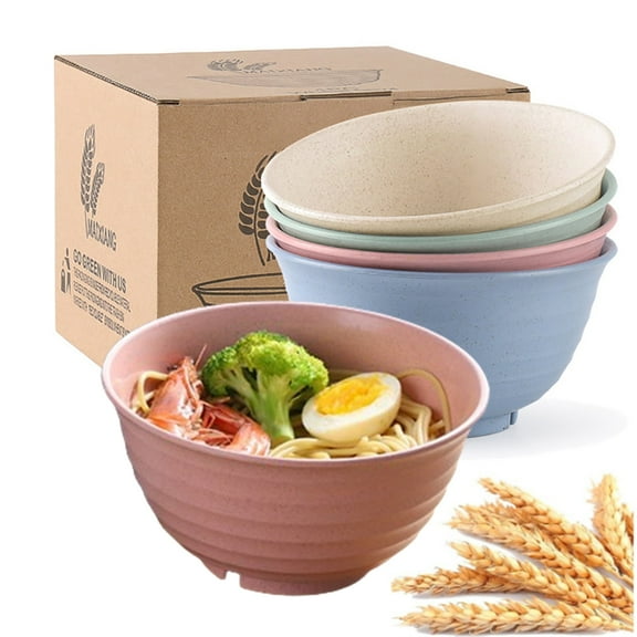 Djiypn 4 Pcs Unbreakable Cereal Bowls Set, 30 Oz Wheat Straw Bowls Set, Microwave & Dishwasher Safe Bowls for Kitchen, Reusable Plastic Bowls for Soup, Salad and Snack, Multicolor