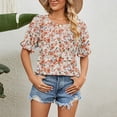 thumbnail image 2 of IROINNID Women Round- Neck Floral Print Pleated Short Sleeve Comfy Blouse Spring, 2 of 5