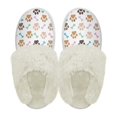 thumbnail image 2 of Chririnla Dog Paw Plush Slippers for Women Casual Bone Print House Slippers with Fur Edges Warm Plush Slippers for Indoor& Outdoor, 2 of 7