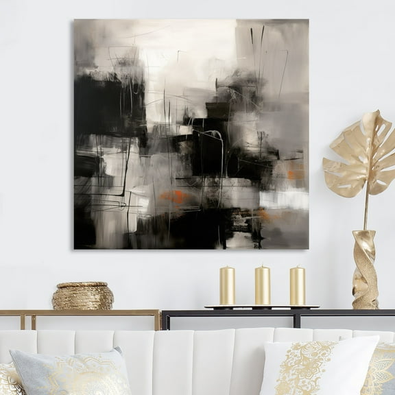 DESIGN ART Designart "Black Mid Century Fusion I" Modern Midcentury Metal Wall Art 36 in. wide x 36 in. high