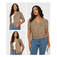 thumbnail image 2 of Arach&Cloz Women's Lightweight Summer Business Casual Cropped Short Sleeve Cardigan, 2 of 4