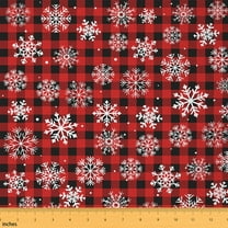 Homewish Kawaii Christmas Snowflake Fabric by the Yard 1 Yard,Modern Minimalist Checkered Home Decor Fabric by the Yard,White Red Black Sewing Fabric For Girls Kids,Ultra Soft Home Decor